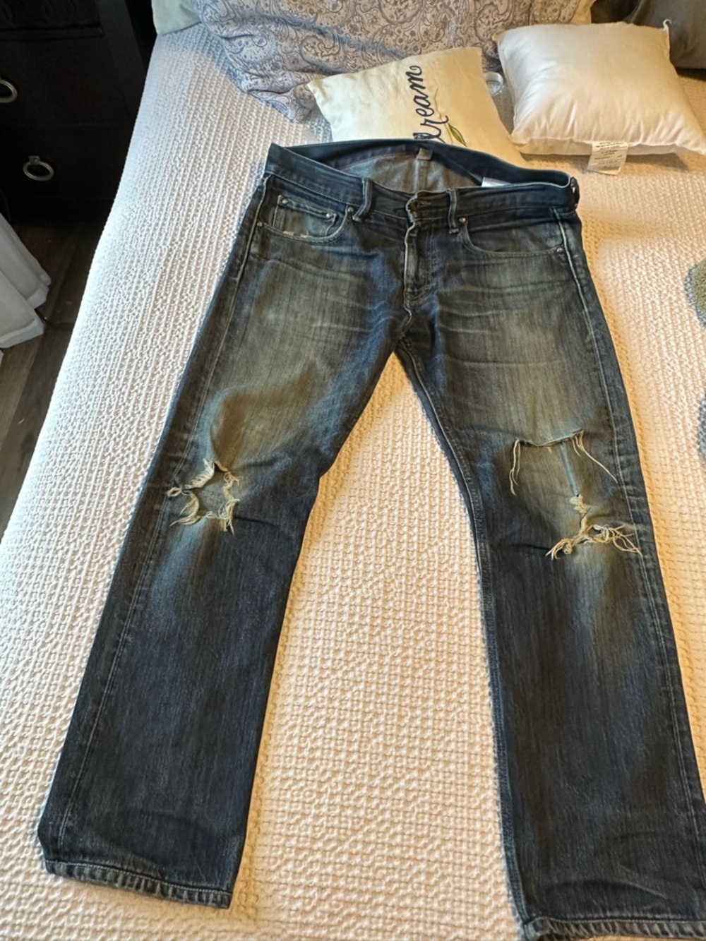 Banana Republic Mens Distressed Blue Denim Jeans - Classic Straight Fit